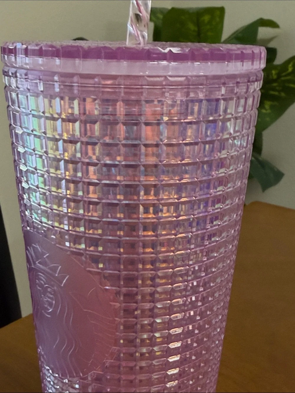 Starbucks Iridescent Lavender Pink Studded Tumbler with Twisted Straw